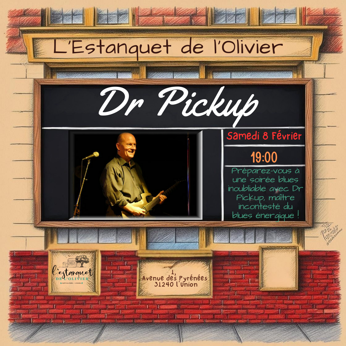 Concert de Dr Pickup, musique Blues à l'Estanquet de l'Olivier le 8 février à 19h