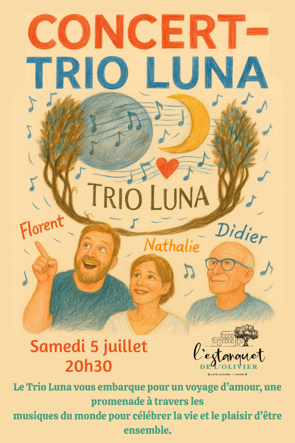 Sous la lune avec Trio Luna – Concert poétique à l’Estanquet