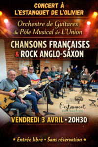 Concert gratuit orchestre de guitares et voix à L’Union près de Toulouse le 3 avril