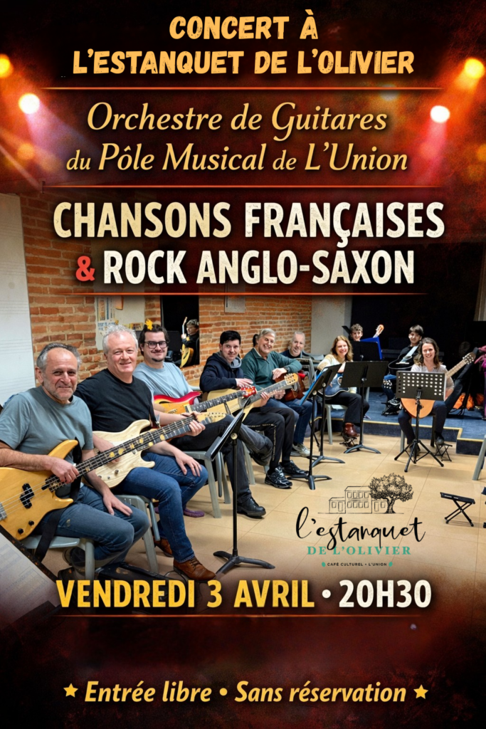 Concert gratuit orchestre de guitares et voix à L’Union près de Toulouse le 3 avril