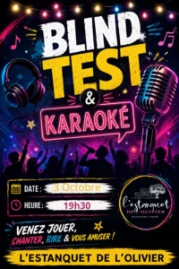 Blind Test & Karaoké à L’Estanquet de l’Olivier – 3 octobre 2026