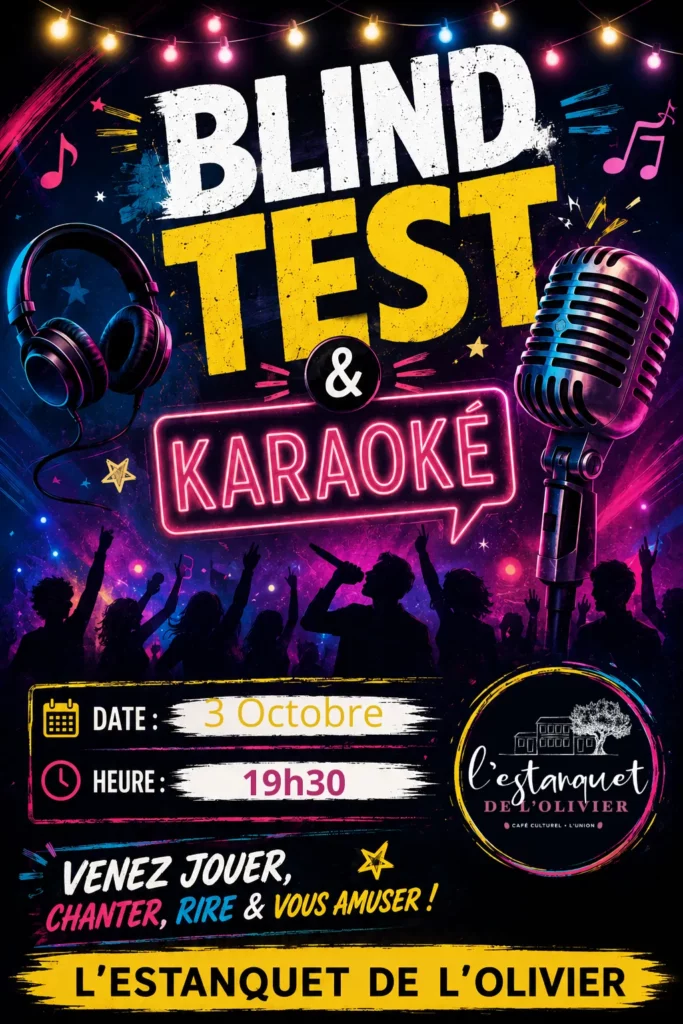Blind Test & Karaoké à L’Estanquet de l’Olivier – 3 octobre 2026