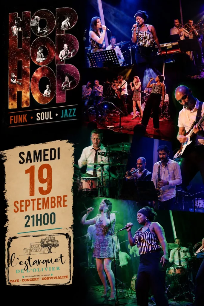 Hop Hop Hop en concert à l’Estanquet de l’Olivier le 19 septembre 2026 à 21h – Funk, Soul & Jazz