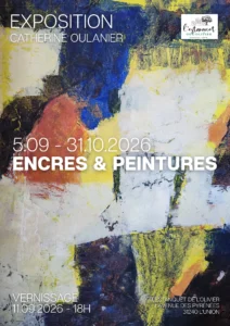 Affiche de l’exposition Catherine Oulanier – Encres & Peintures à l’Estanquet de l’Olivier