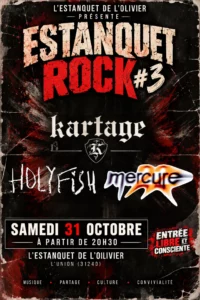 Affiche Estanquet Rock #3 avec Kartage, Mercure 22 et HOLYFISH, le 31 octobre 2026 à L’Union.
